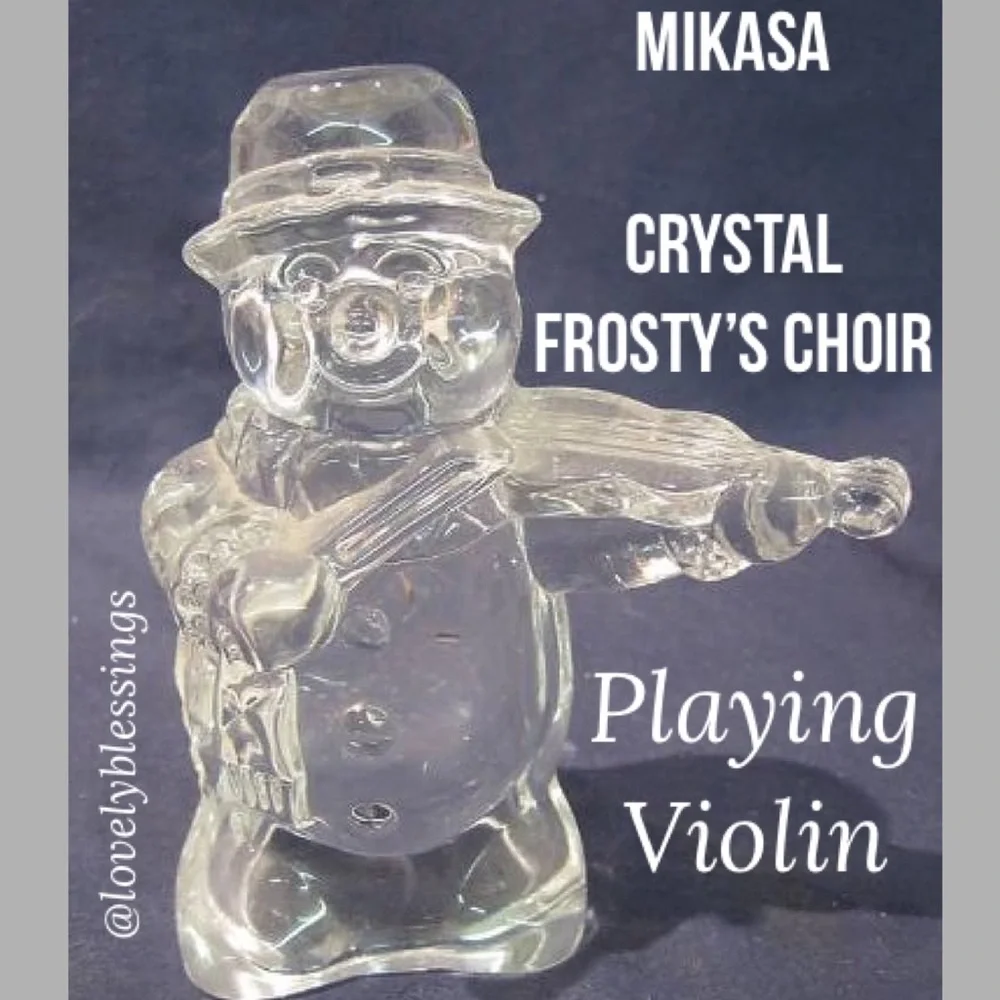 Mikasa Frostys Choir Crystal Snowman Playing Violin Glass Winter Christmas Decor